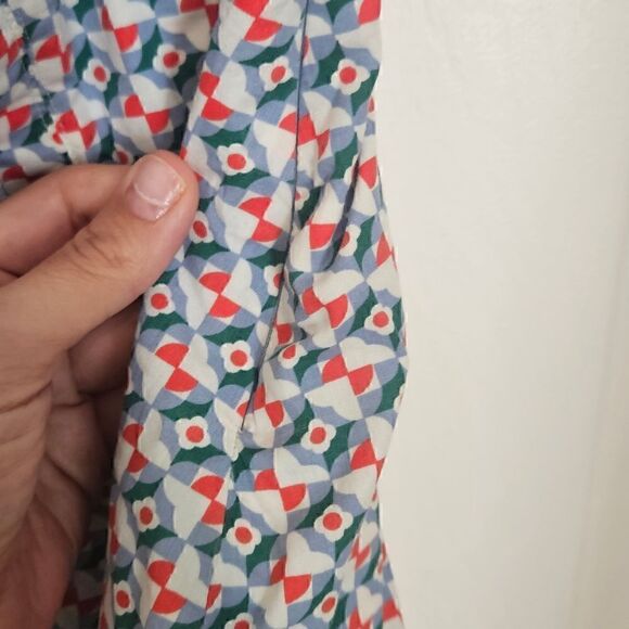 Anthropologie Maeve Pleated Mini Skirt Blue Geometric Floral Plus Size 4 - Picture 9 of 11